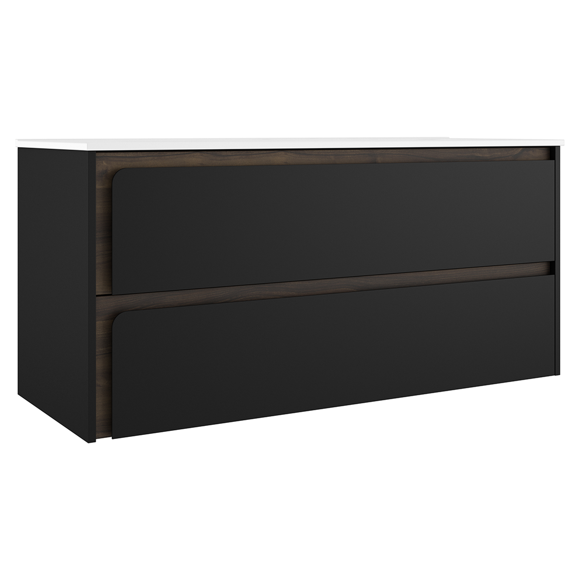 Servantskap Clarte Svart-Valnøtt Matt 120 cm med Servant Hvit Blank Høyre