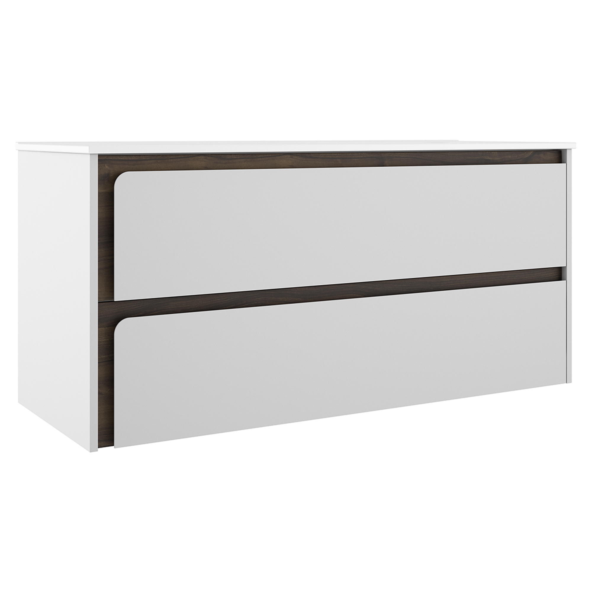 Servantskap Clarte Hvit-Valnøtt Matt 120 cm med Servant Hvit Blank Venstre