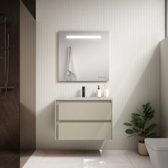 Servantskap <strong>Clarte</strong>  Beige Matt 80 cm med Servant Hvit Blank