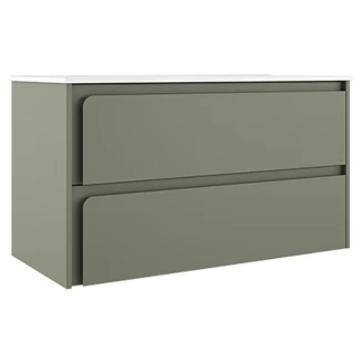 Servantskap <strong>Clarte</strong>  Grønn Matt 100 cm med Servant Hvit Blank