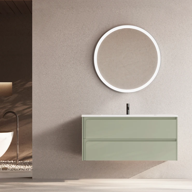 Servantskap Clarte Grønn Matt 120 cm med Servant Hvit Blank