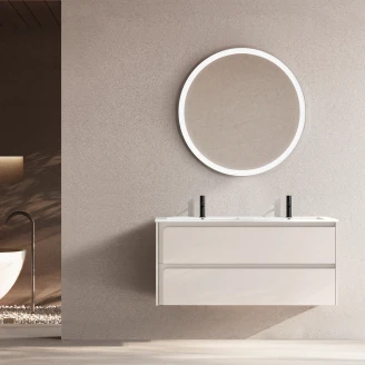 Dobbelt Servantskap <strong>Clarte</strong>  Beige Matt 120 cm med Servant Hvit Blank