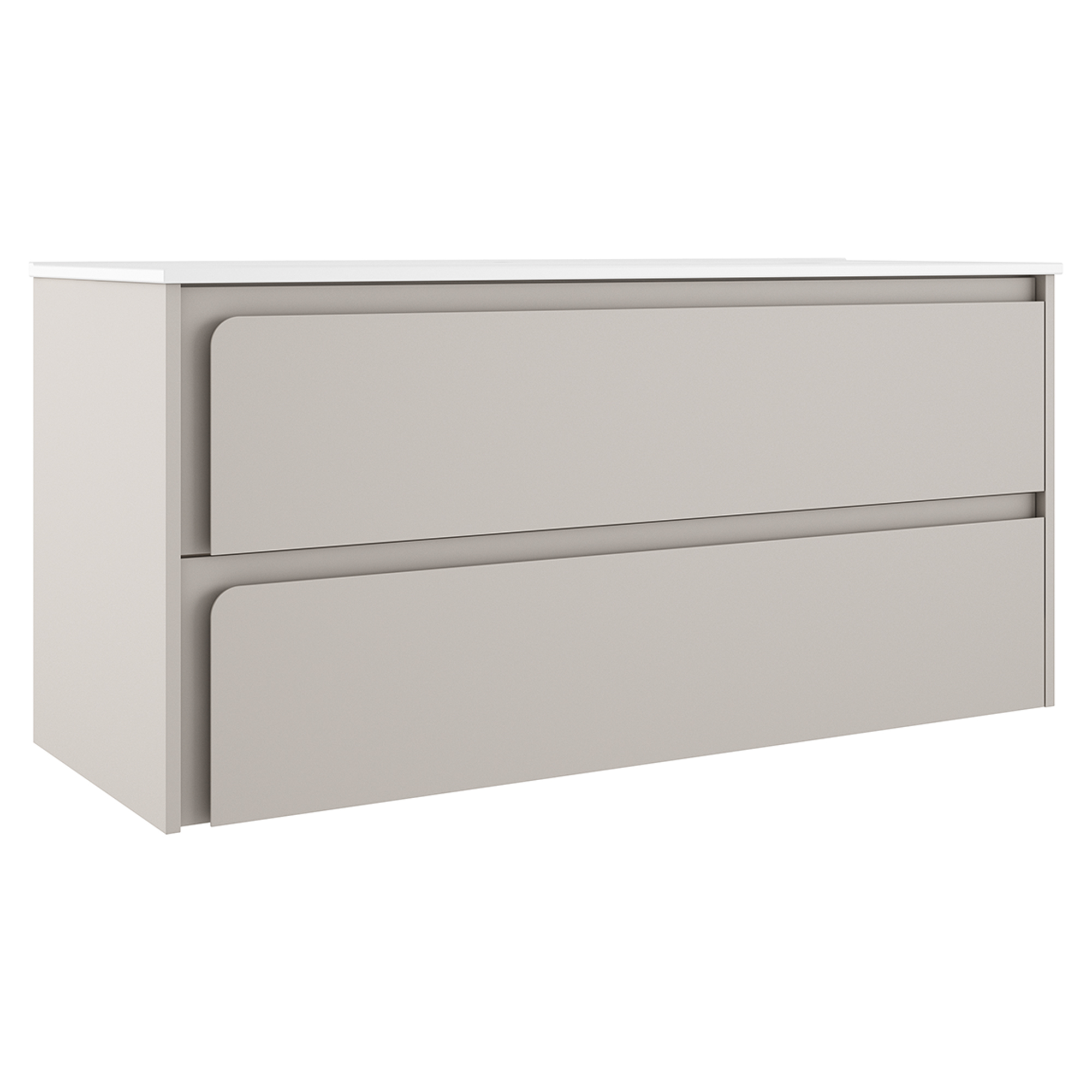 Servantskap Clarte Beige Matt 120 cm med Servant Hvit Blank Høyre