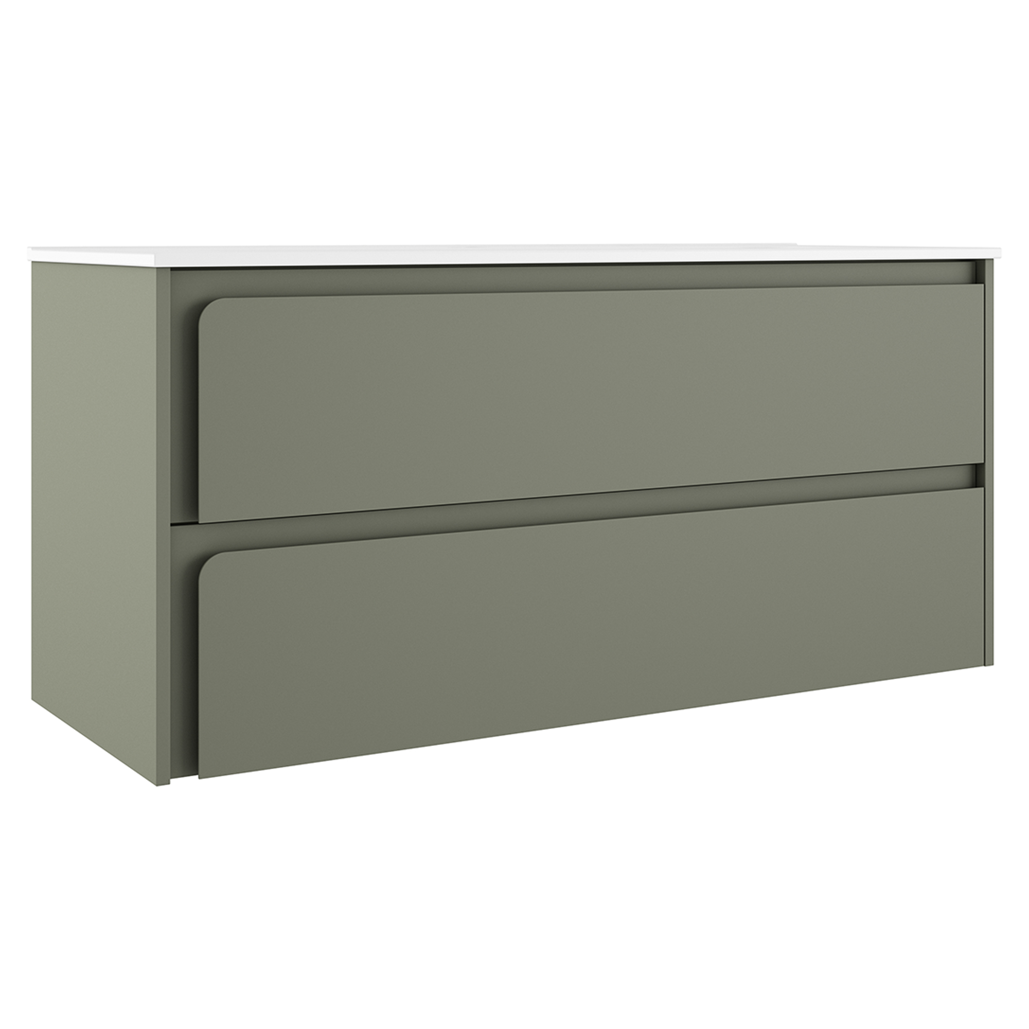 Servantskap Clarte Grønn Matt 120 cm med Servant Hvit Blank Høyre