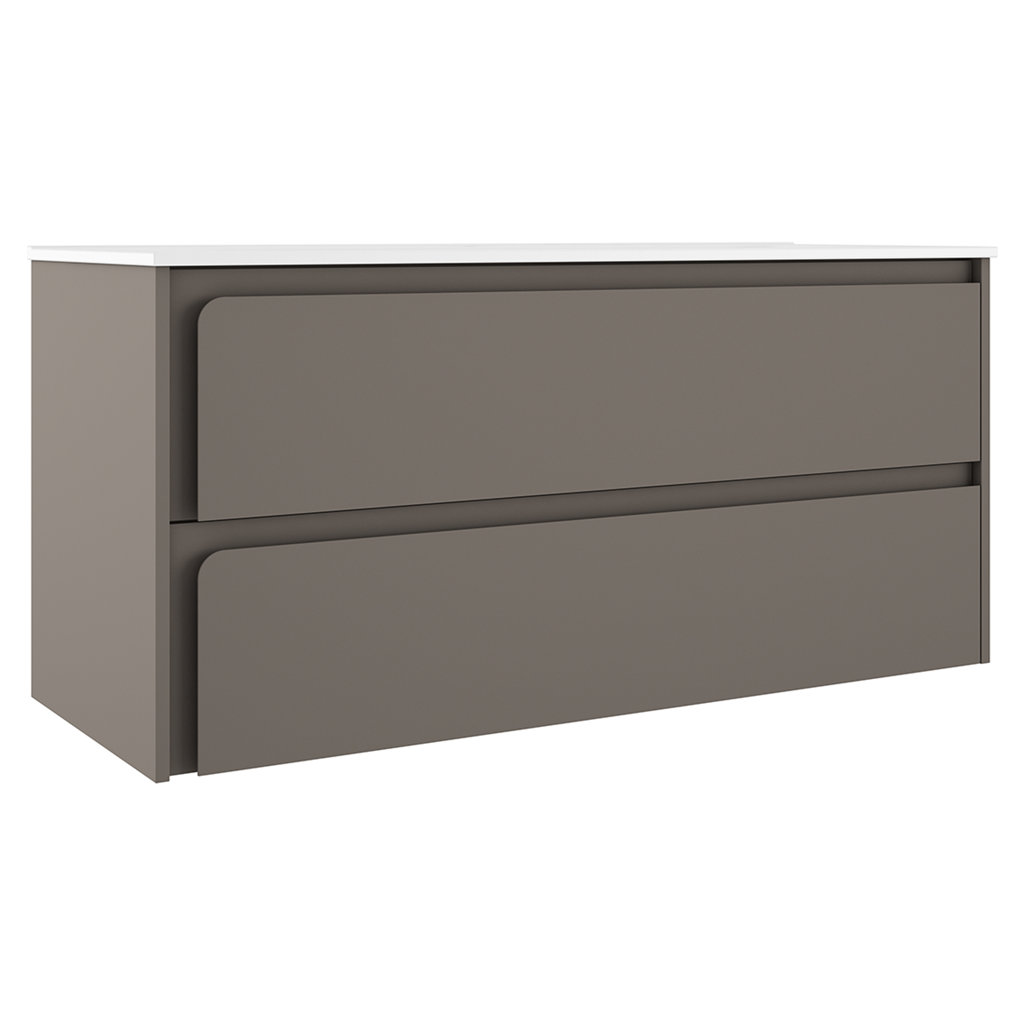 Servantskap Clarte Grå Matt 120 cm med Servant Hvit Blank Venstre