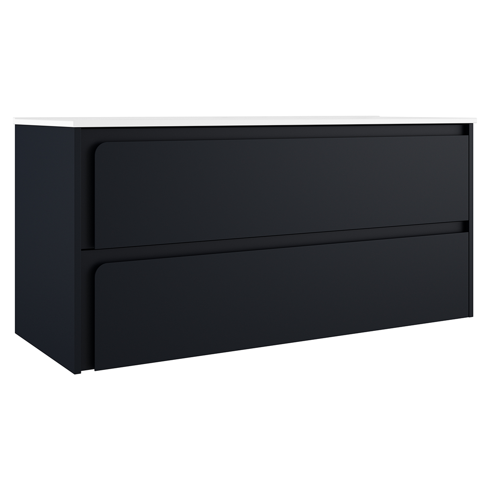 Servantskap Clarte Mørkblå Matt 120 cm med Servant Hvit Blank Venstre