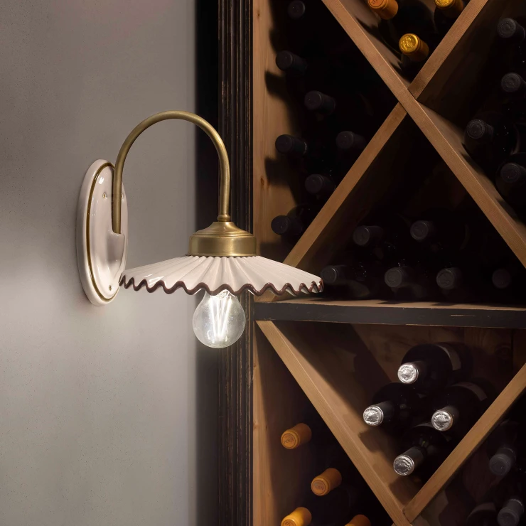 Ferroluce Vegglampe L’aquila Hvit, Brun