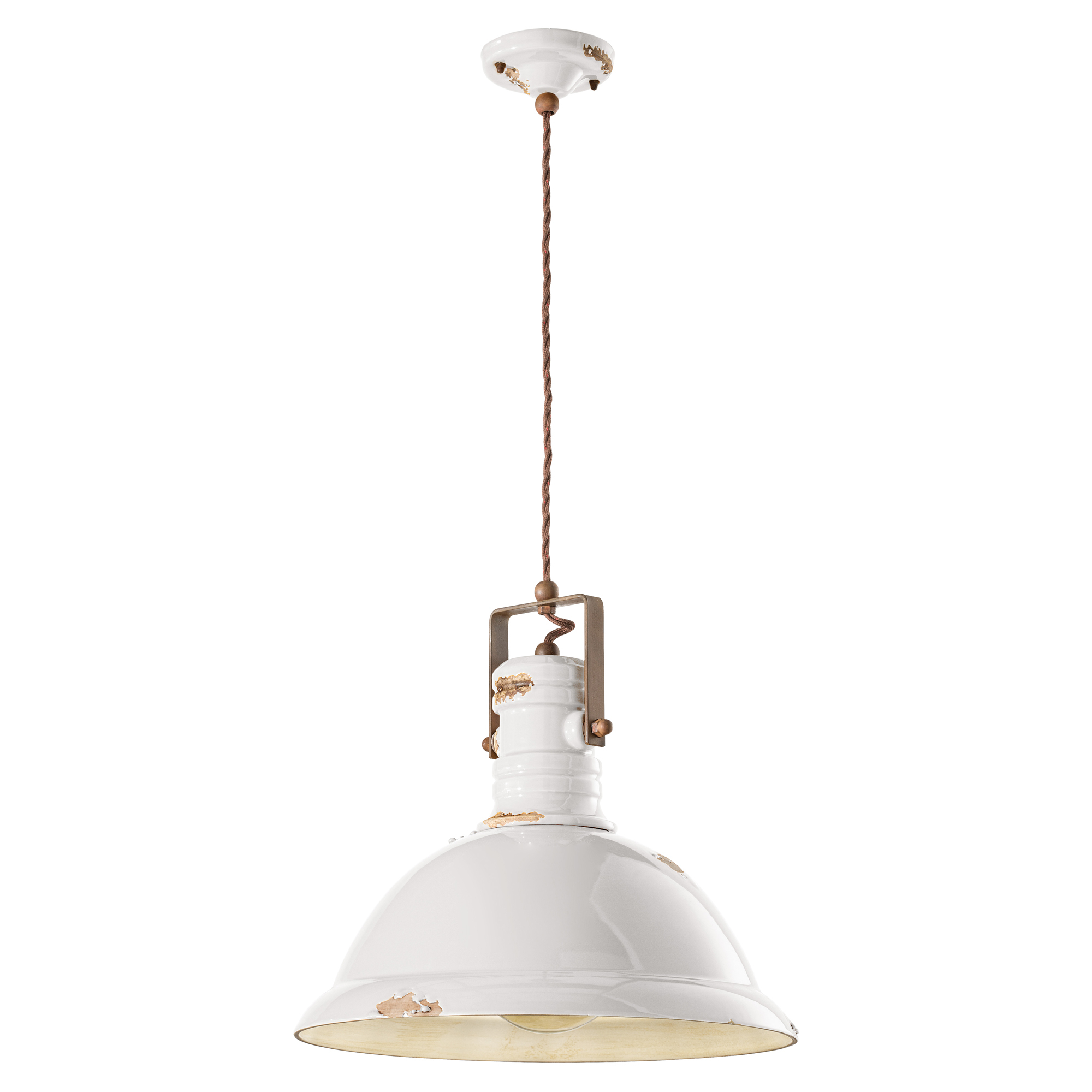 Ferroluce Hengelampe Gamma Industrial Vintage Hvit ∅ 40 cm