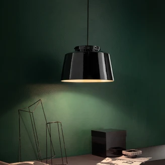 Ferroluce Hengelampe <strong>50’s</strong>  Svart Emalje ∅ 40 cm