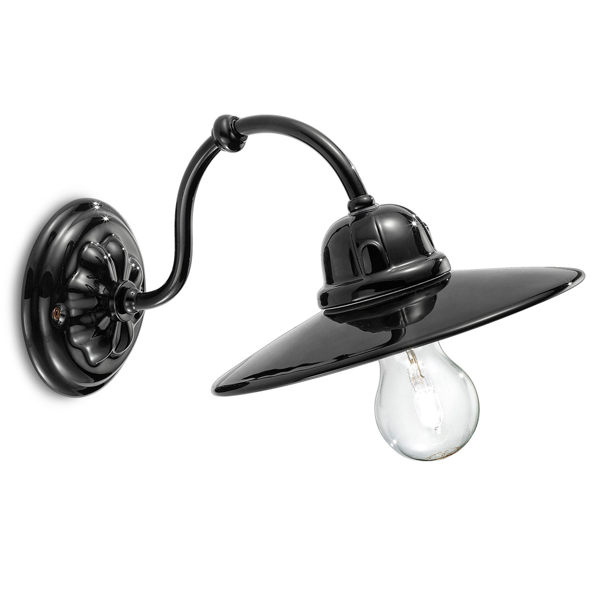 Ferroluce Vegglampe B&W Svart Emalje
