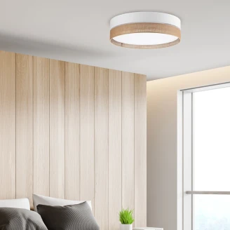 Taklampe Rustico Hvit, Jute Matt