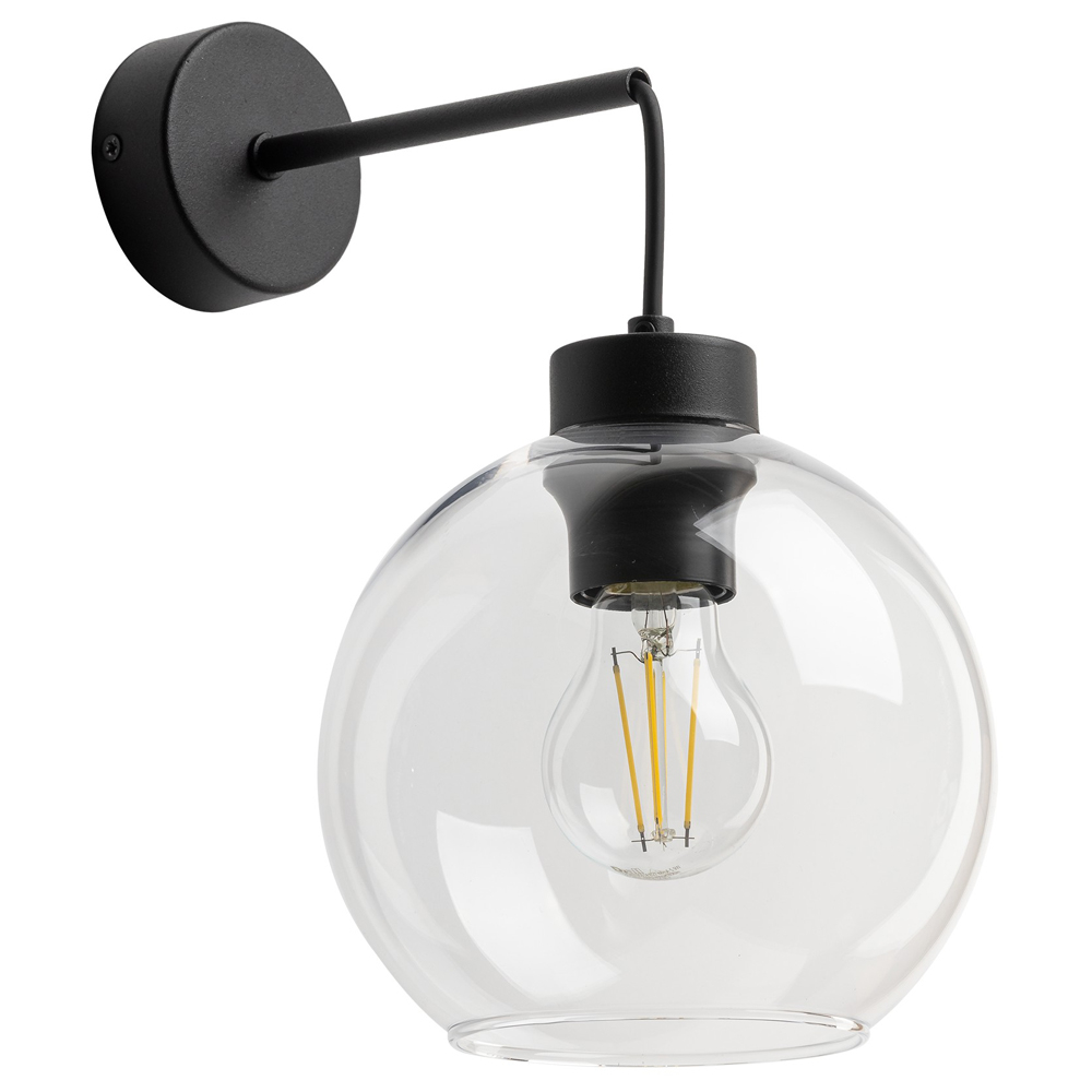 Vegglampe Flamma Transparent Blank, Svart