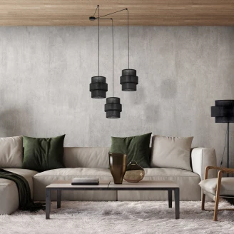Hengelampe Luma Trio Svart Matt 210 cm