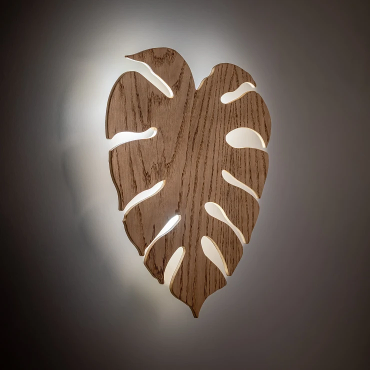Vegglampe Monstera Leaves Eik Matt