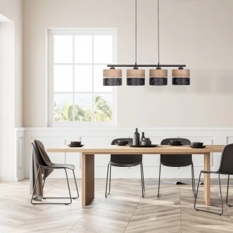 Hengelampe Quadro Nira Svart, Eik Matt