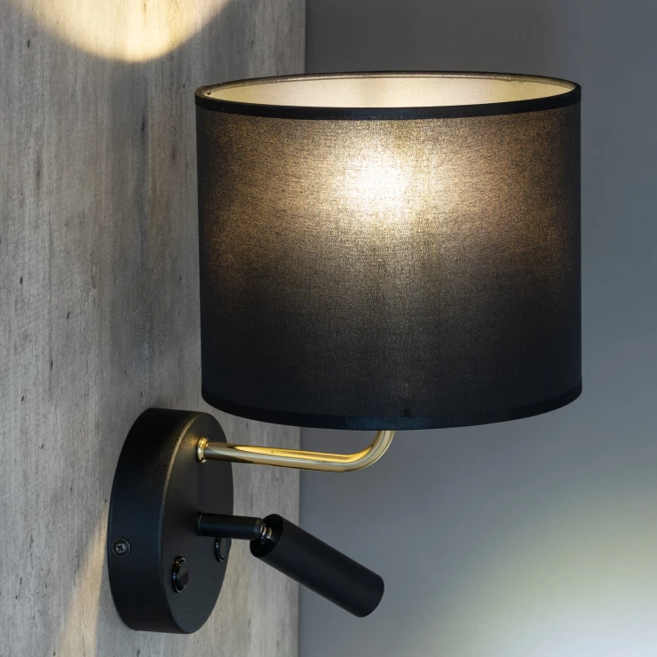 Vegglampe Nerina Ny Svart, Gull Matt