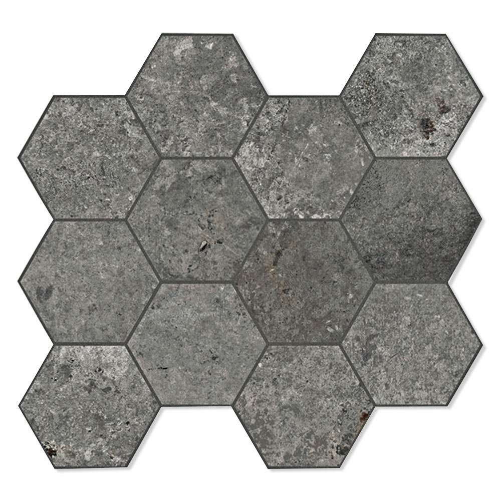 Unicomstarker Sekskant Mosaikk Gulvflis Debris Soot Matt 30x34 (9.7x11.2) cm