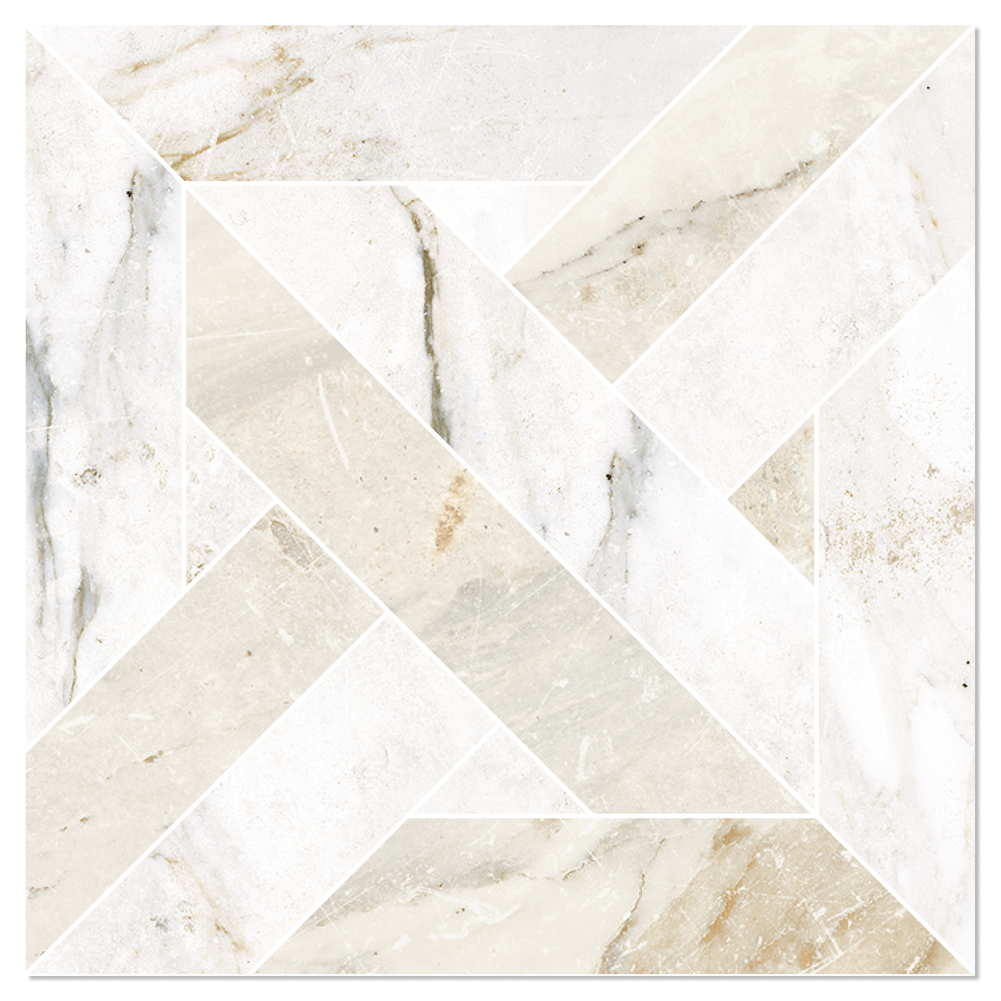 Marmor Mosaikk Gulvflis Canterbury Kremhvit-Aurisk Plott Matt 30x30 cm