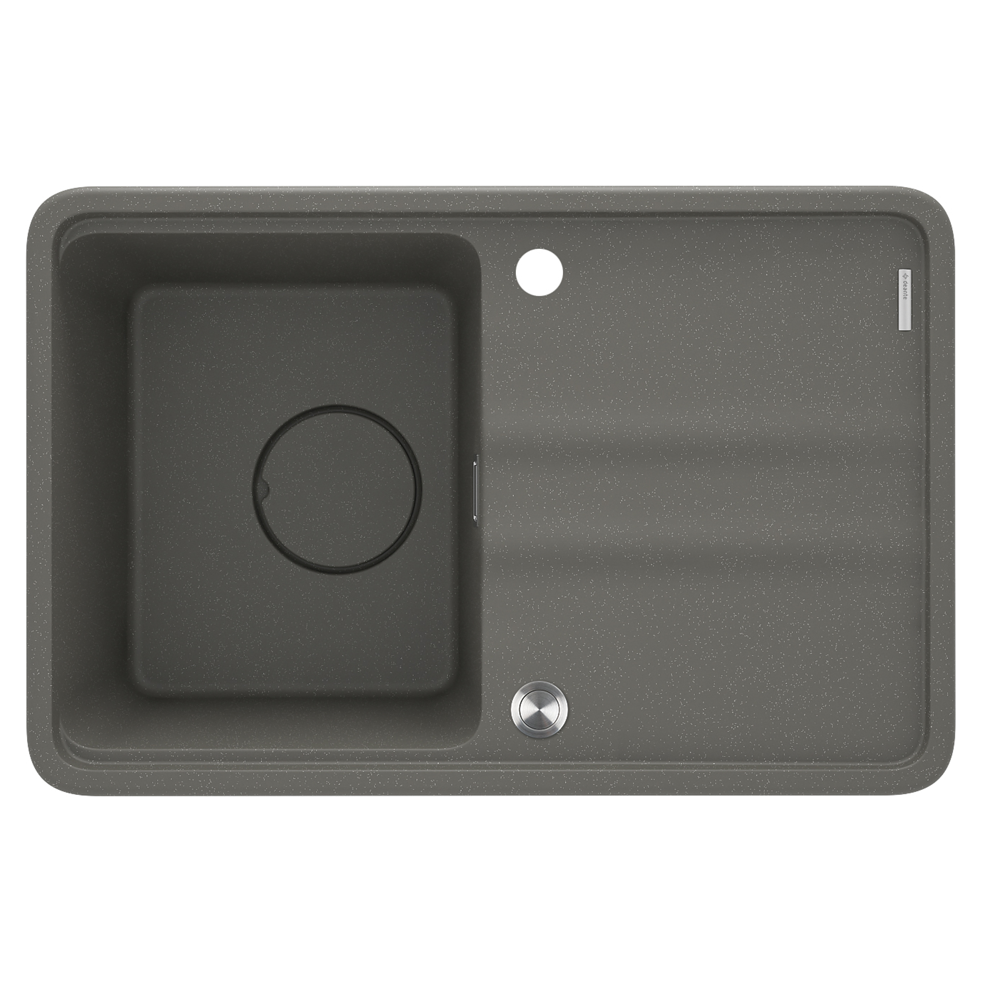 Granitt Kjøkkenvask Momi Antrasitt Metallic Matt 67x44 cm med Vannlås