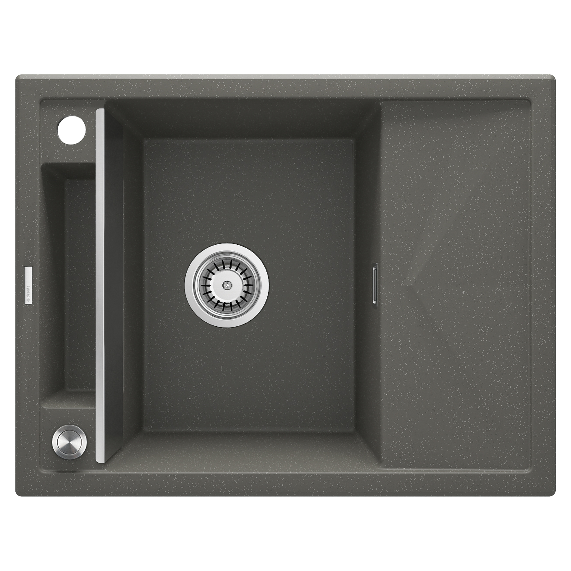 Granitt Kjøkkenvask Magnetic Antrasitt Metallic Matt 64x50 cm med Vannlås