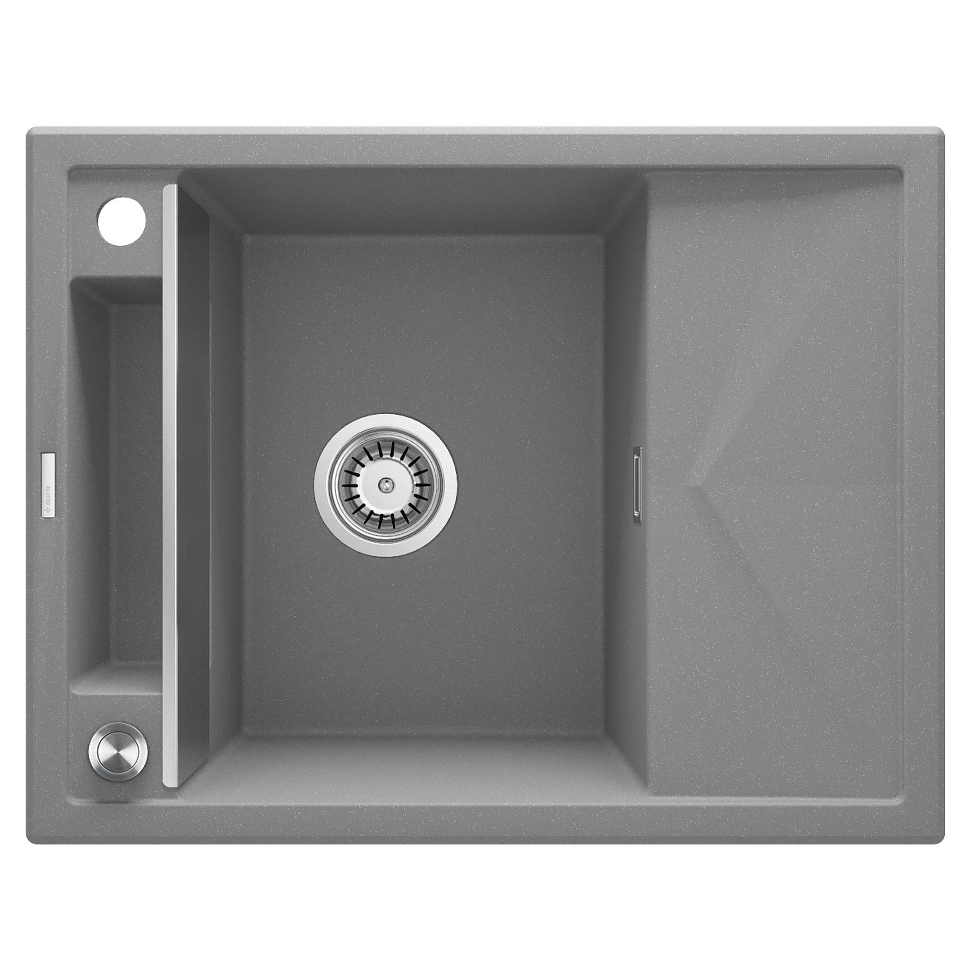 Granitt Kjøkkenvask Magnetic Grå Metallic Matt 64x50 cm med Vannlås