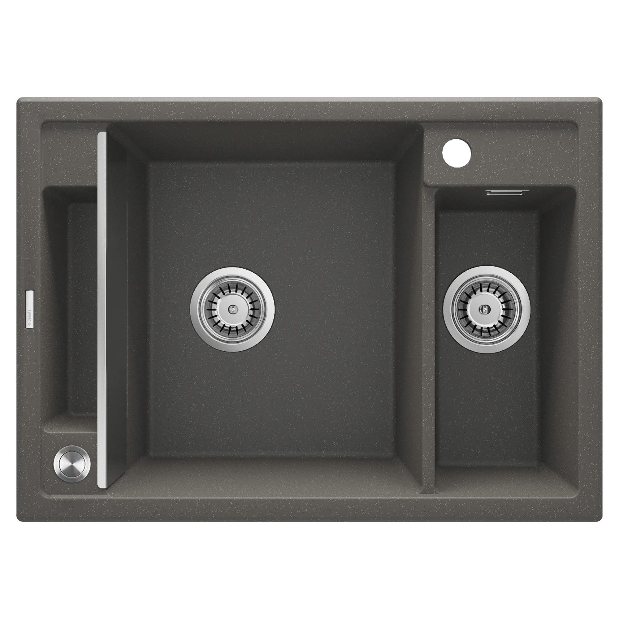 Granitt Kjøkkenvask Magnetic Antrasitt Metallic Matt 69x50 cm med Vannlås
