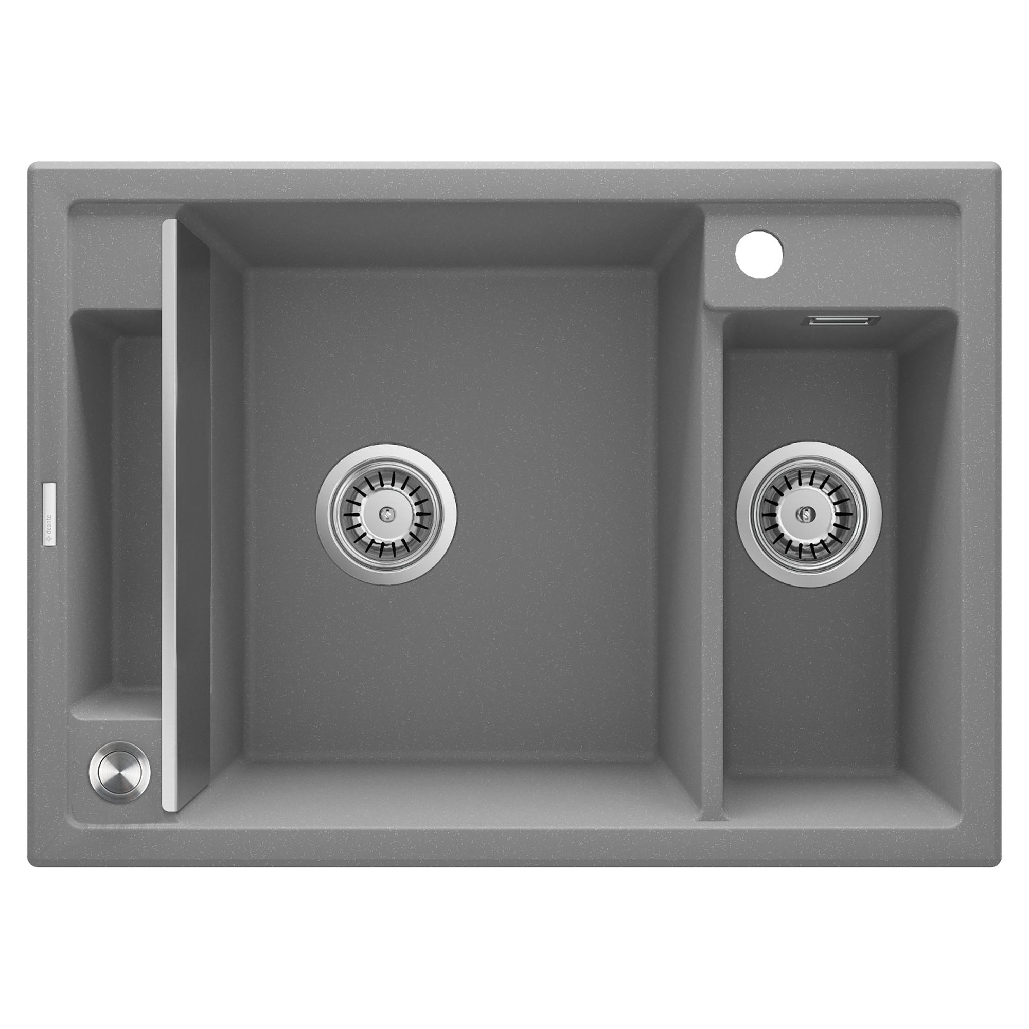 Granitt Kjøkkenvask Magnetic Grå Metallic Matt 69x50 cm med Vannlås