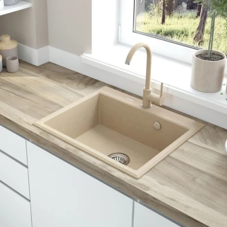 Granitt Kjøkkenvask <strong>Andante</strong> Beige Matt 60x52 cm med Vannlås