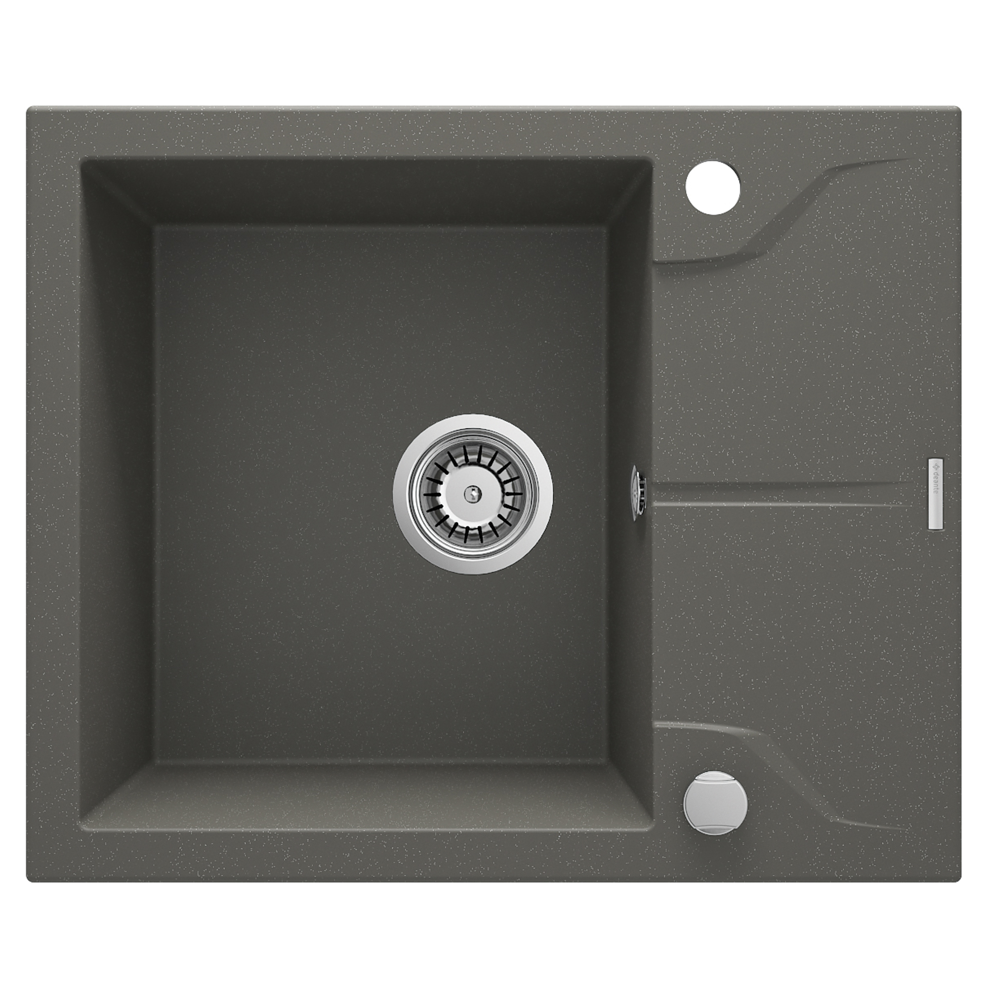 Granitt Kjøkkenvask Andante Antrasitt Metallic Matt 59x49 cm med Vannlås
