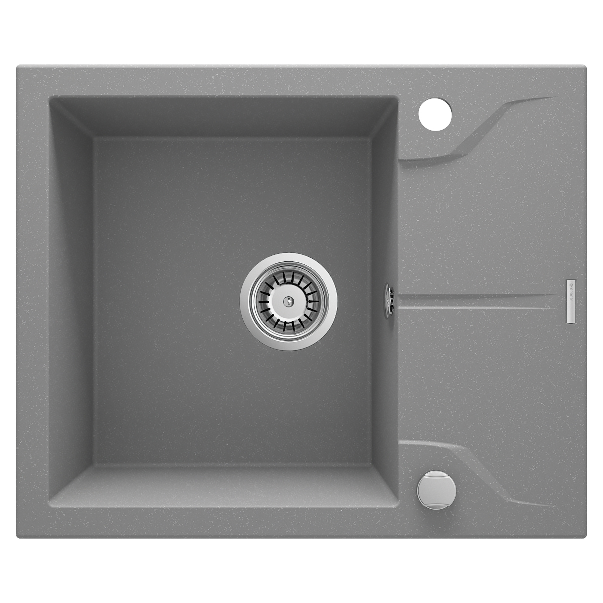 Granitt Kjøkkenvask Andante Grå Metallic Matt 59x49 cm med Vannlås