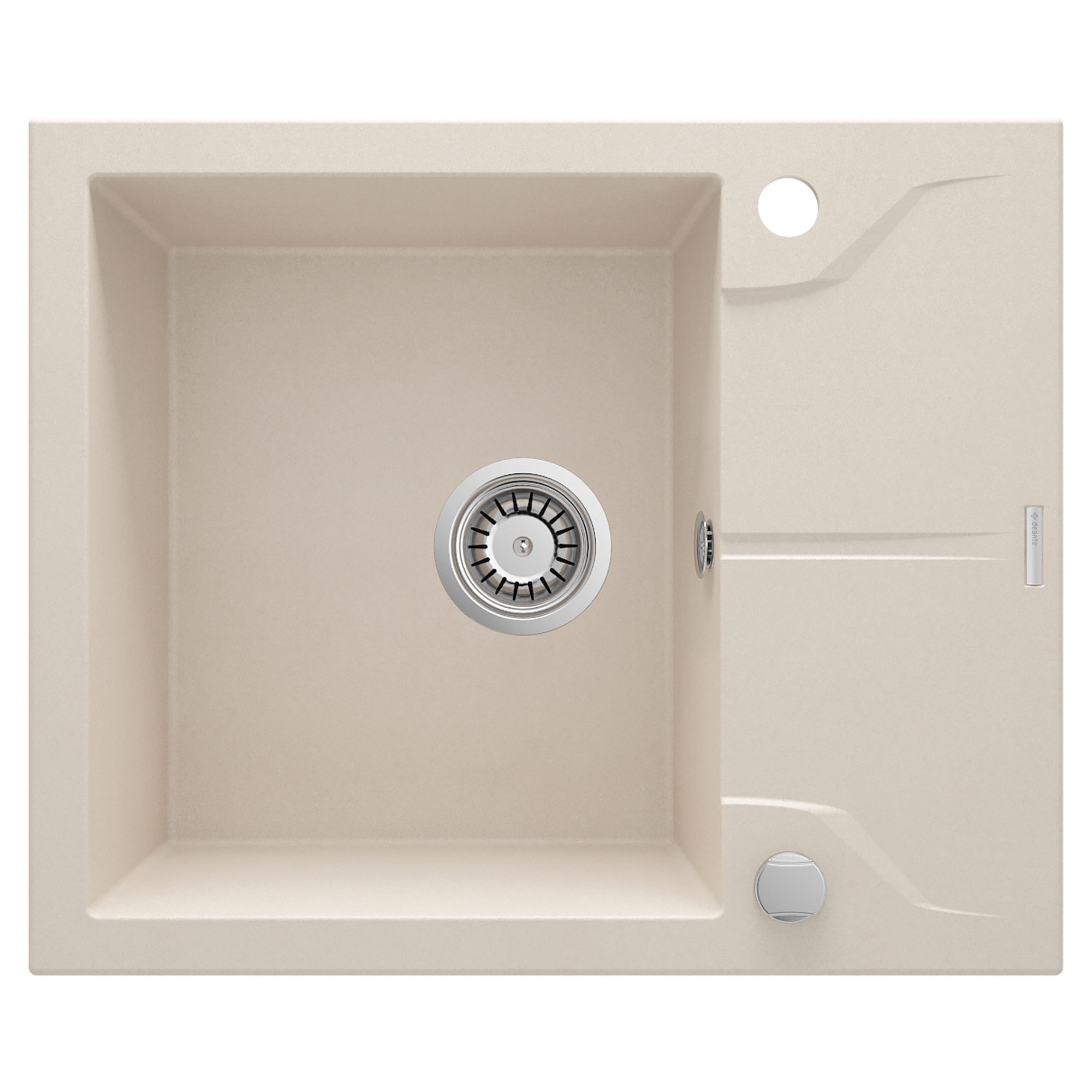 Granitt Kjøkkenvask Andante Beige Matt 59x49 cm med Vannlås