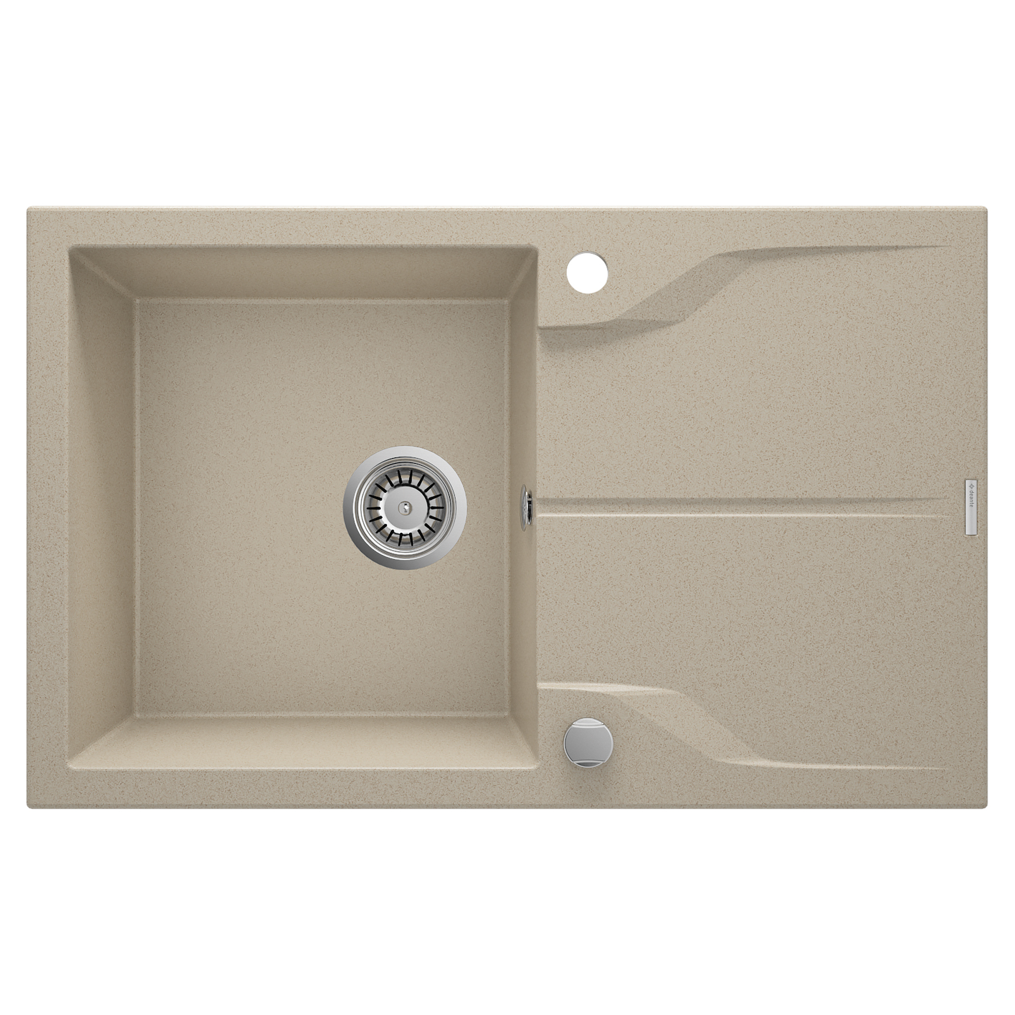 Granitt Kjøkkenvask Andante Sand Matt 78x49 cm med Vannlås