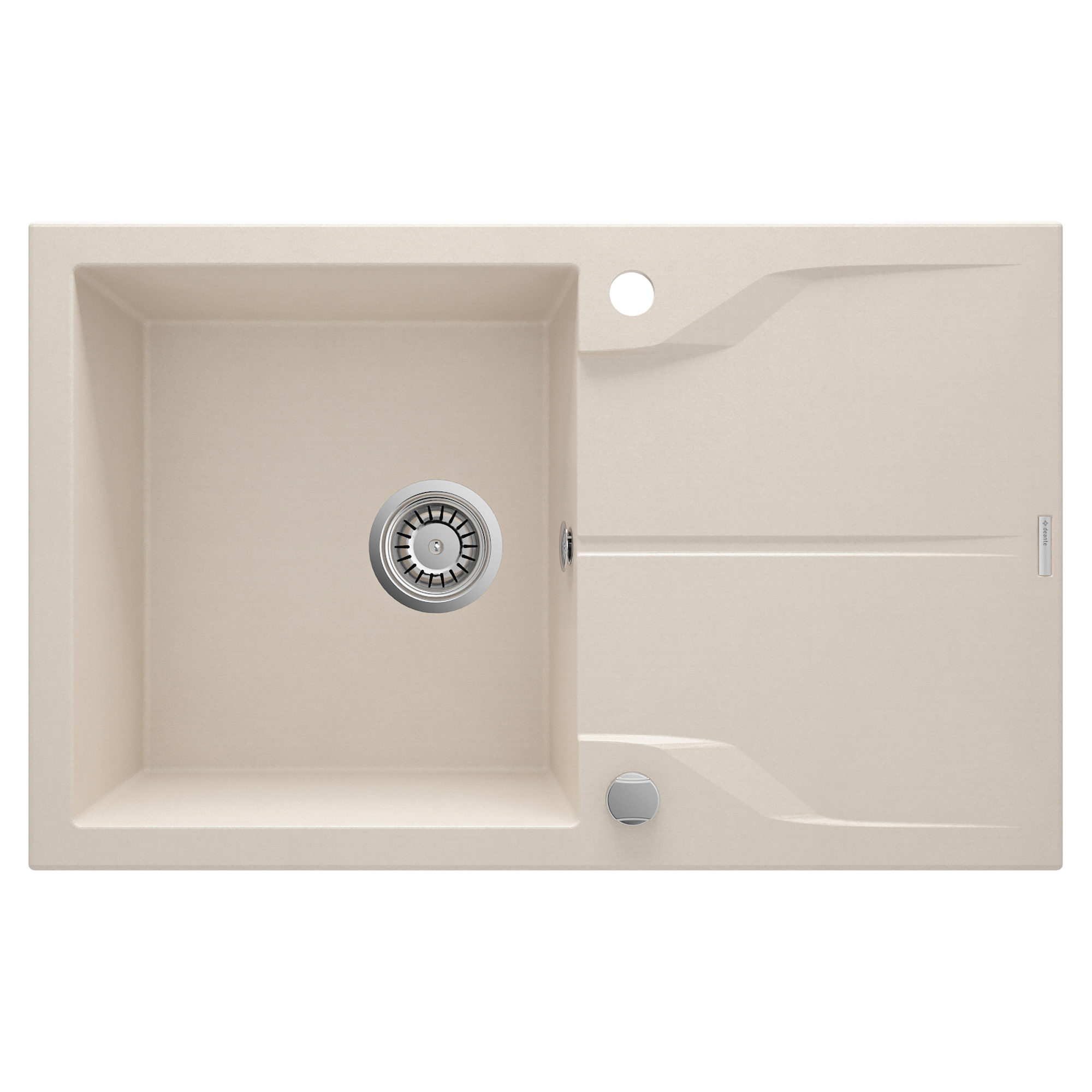 Granitt Kjøkkenvask Andante Beige Matt 78x49 cm med Vannlås