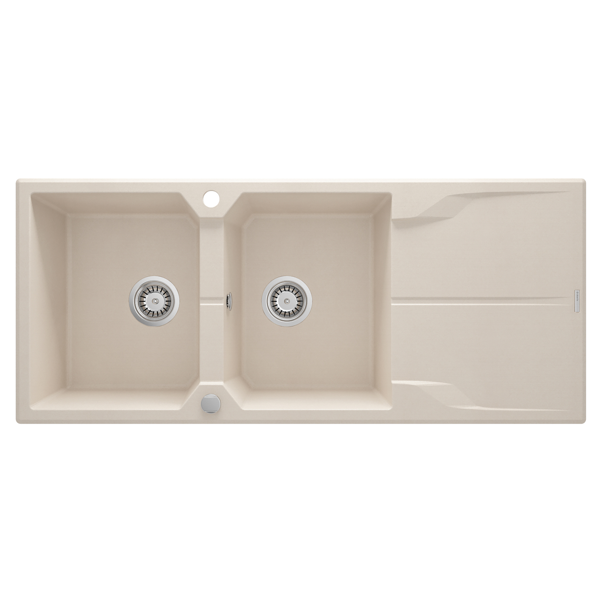 Granitt Kjøkkenvask Andante Beige Matt 116x50 cm med Vannlås