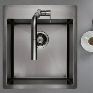 Stål Kjøkkenvask <strong>Olfato</strong> Grå Titanium Matt 55x51 cm med Vannlås