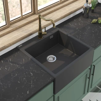 Granitt Kjøkkenvask <strong>Eridan</strong>  Antrasitt Metallic Matt 60x61 cm Butler med Vannlås