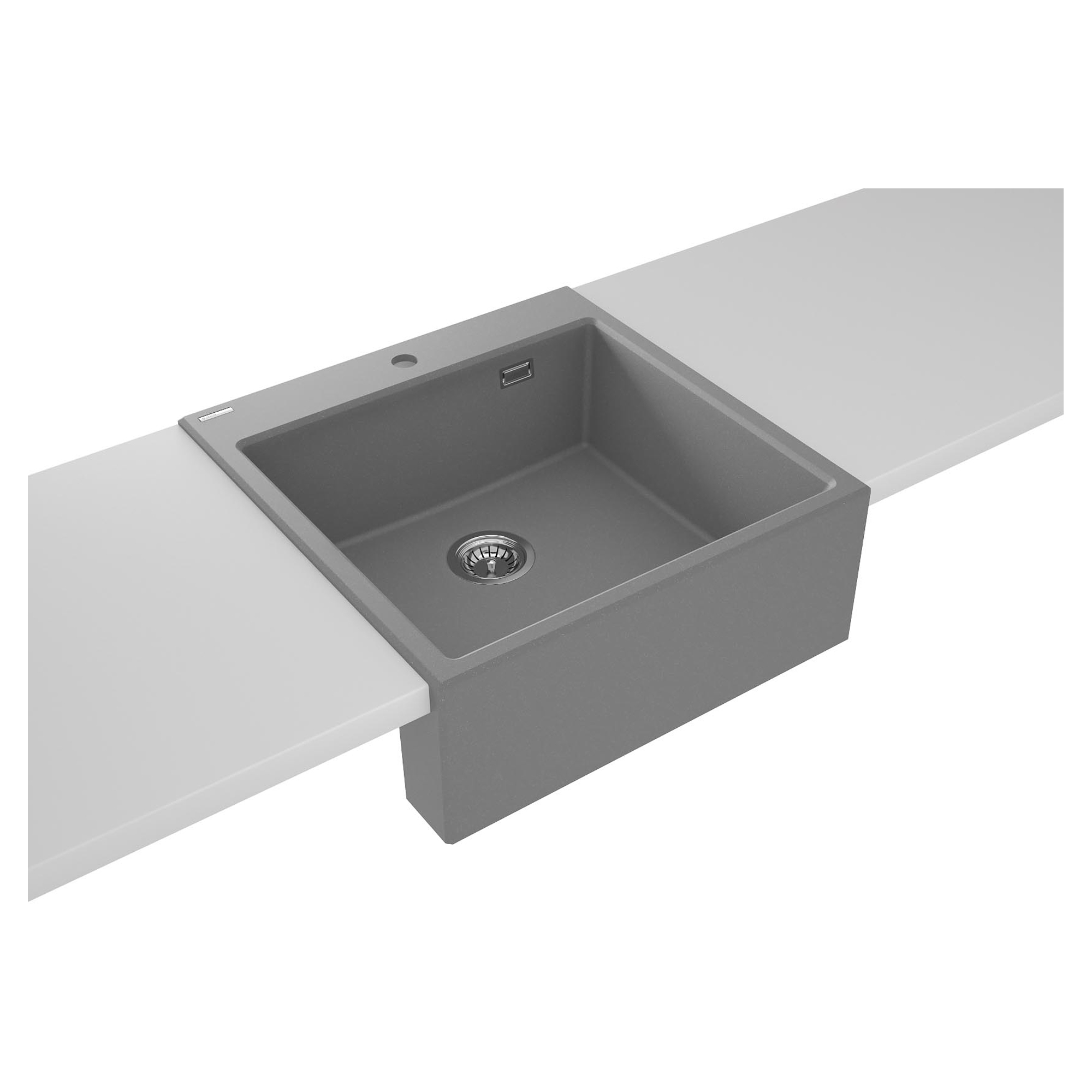 Granitt Kjøkkenvask Eridan Grå Metallic Matt 60x61 cm Butler med Vannlås