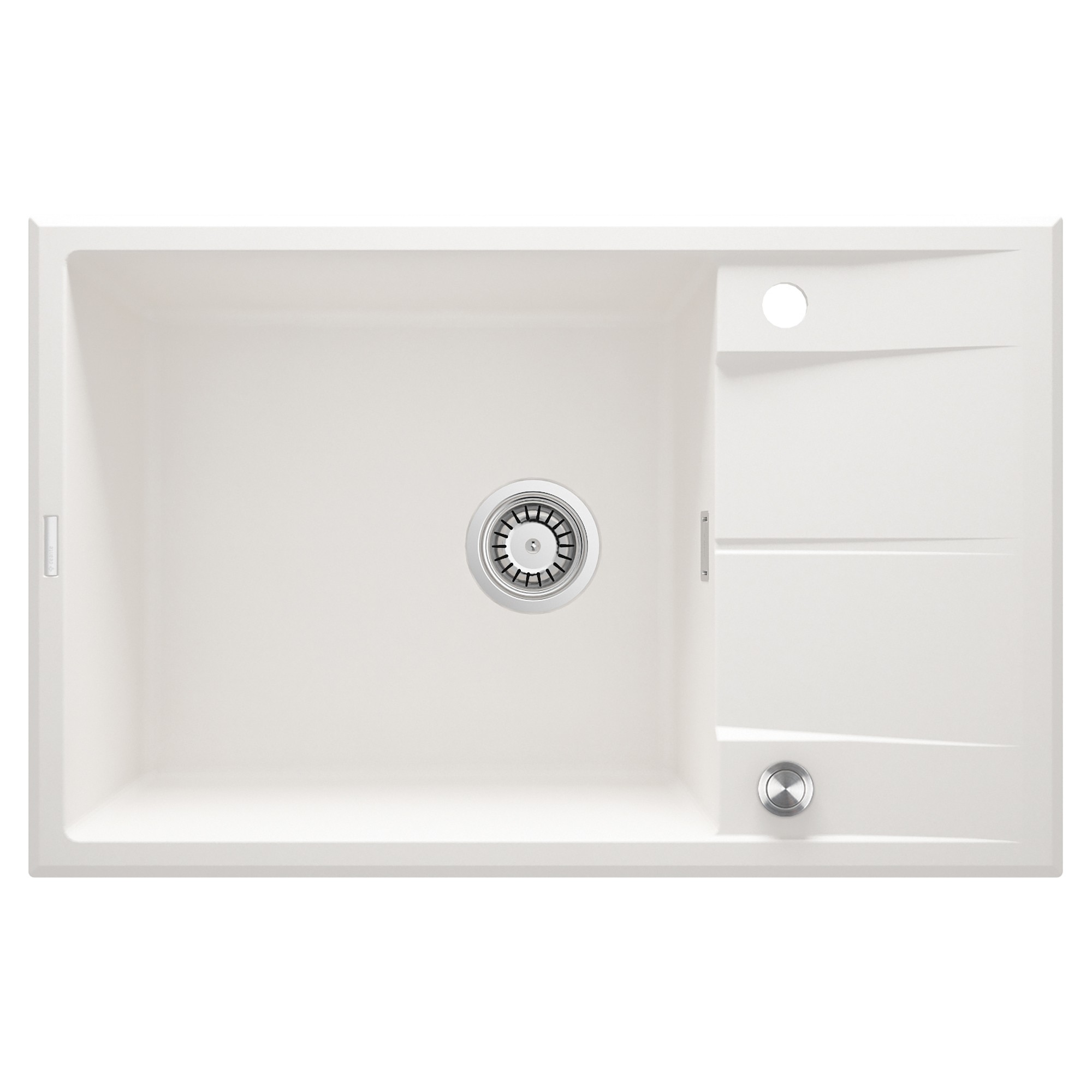Granitt Kjøkkenvask Eridan Hvit Matt 78x50 cm med Vannlås