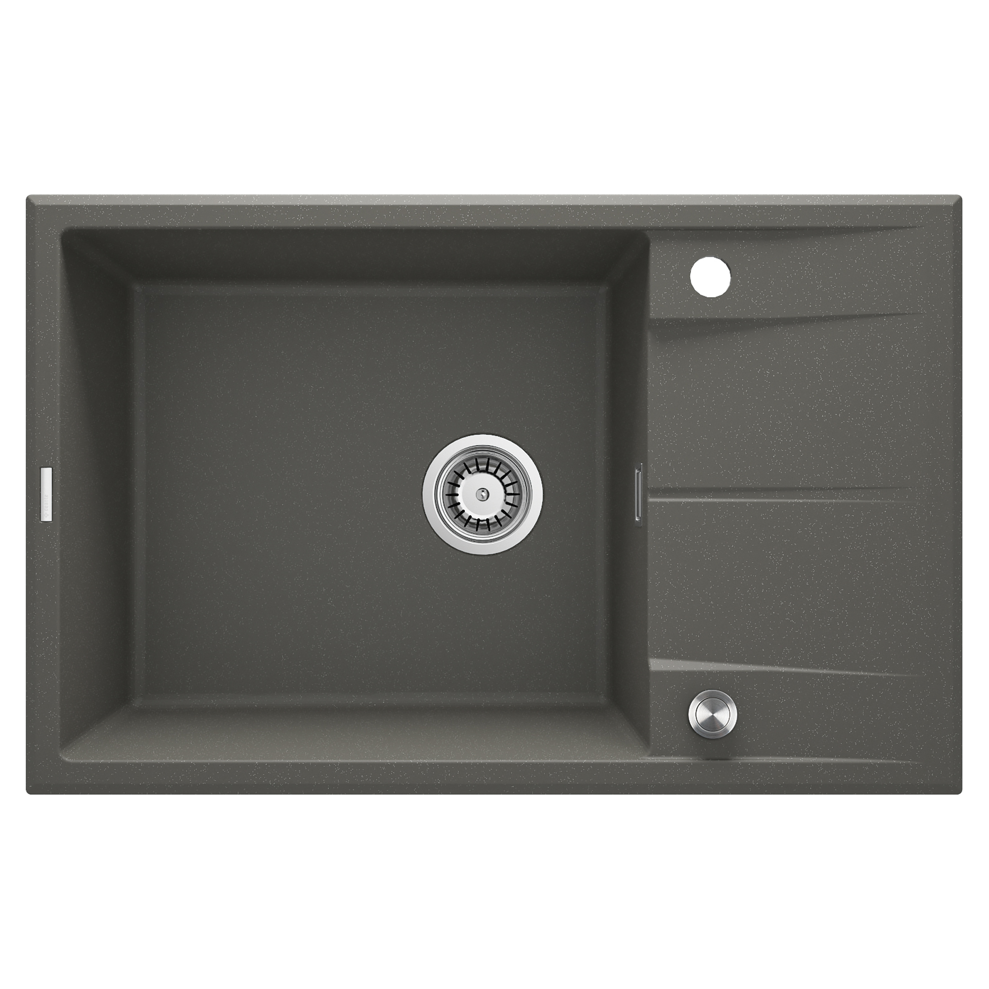Granitt Kjøkkenvask Eridan Antrasitt Metallic Matt 78x50 cm med Vannlås
