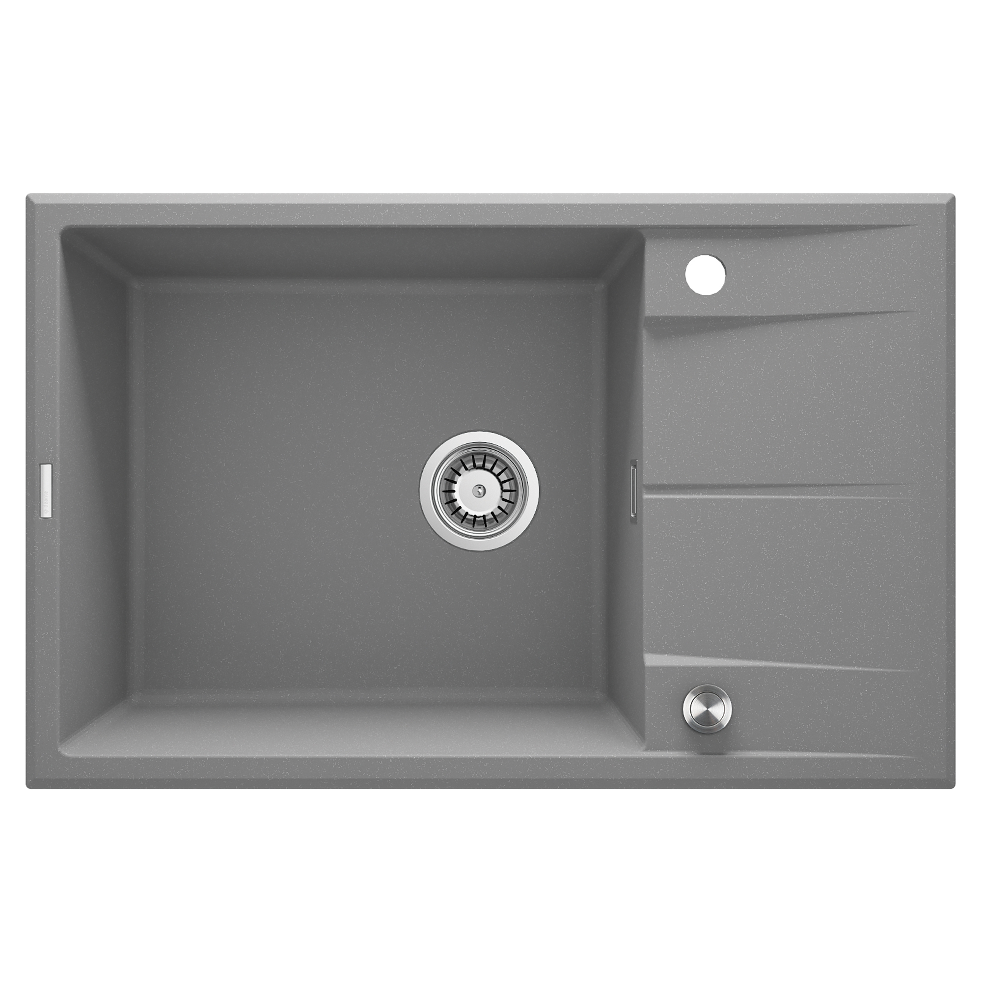 Granitt Kjøkkenvask Eridan Grå Metallic Matt 78x50 cm med Vannlås