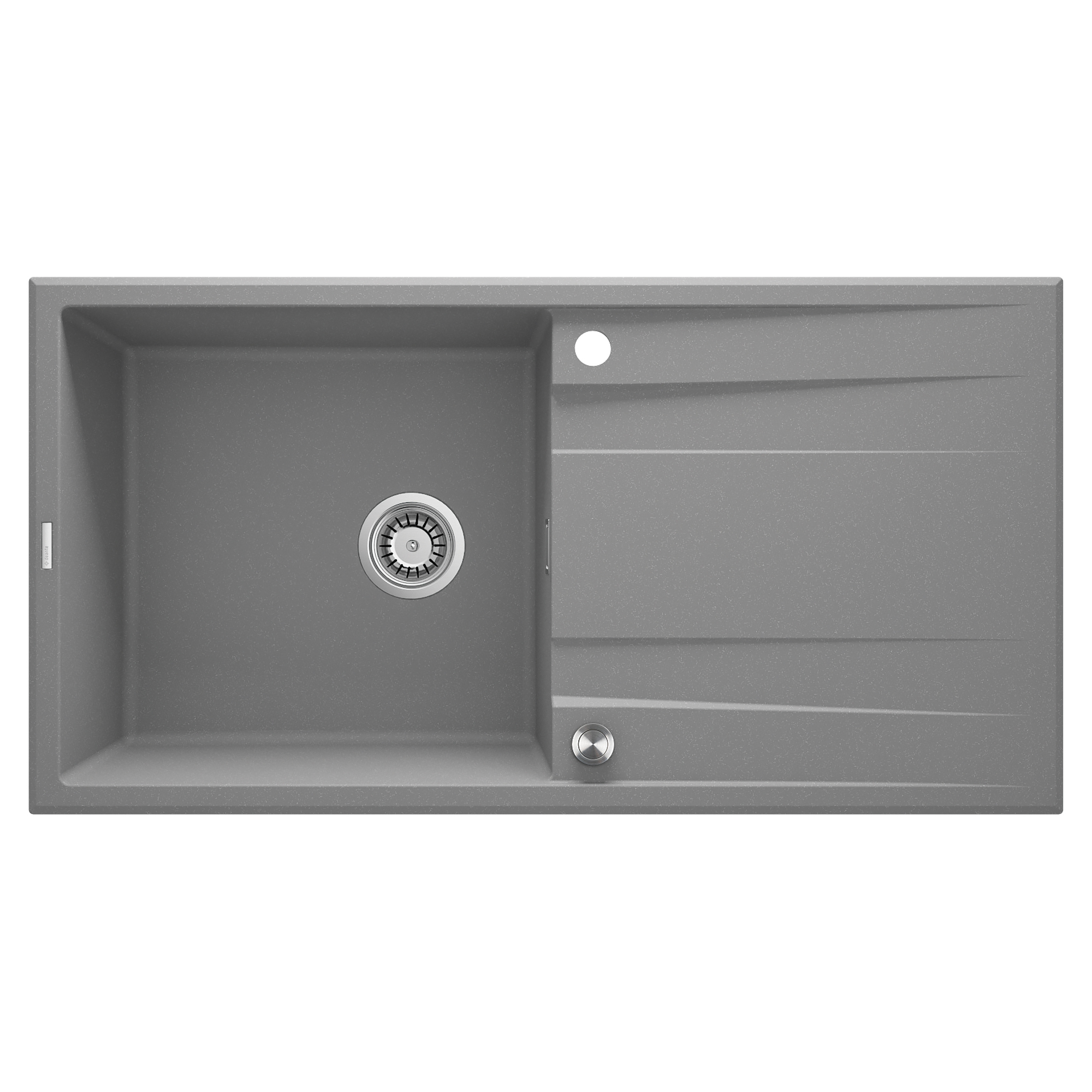 Granitt Kjøkkenvask Eridan Grå Metallic Matt 100x52 cm med Vannlås