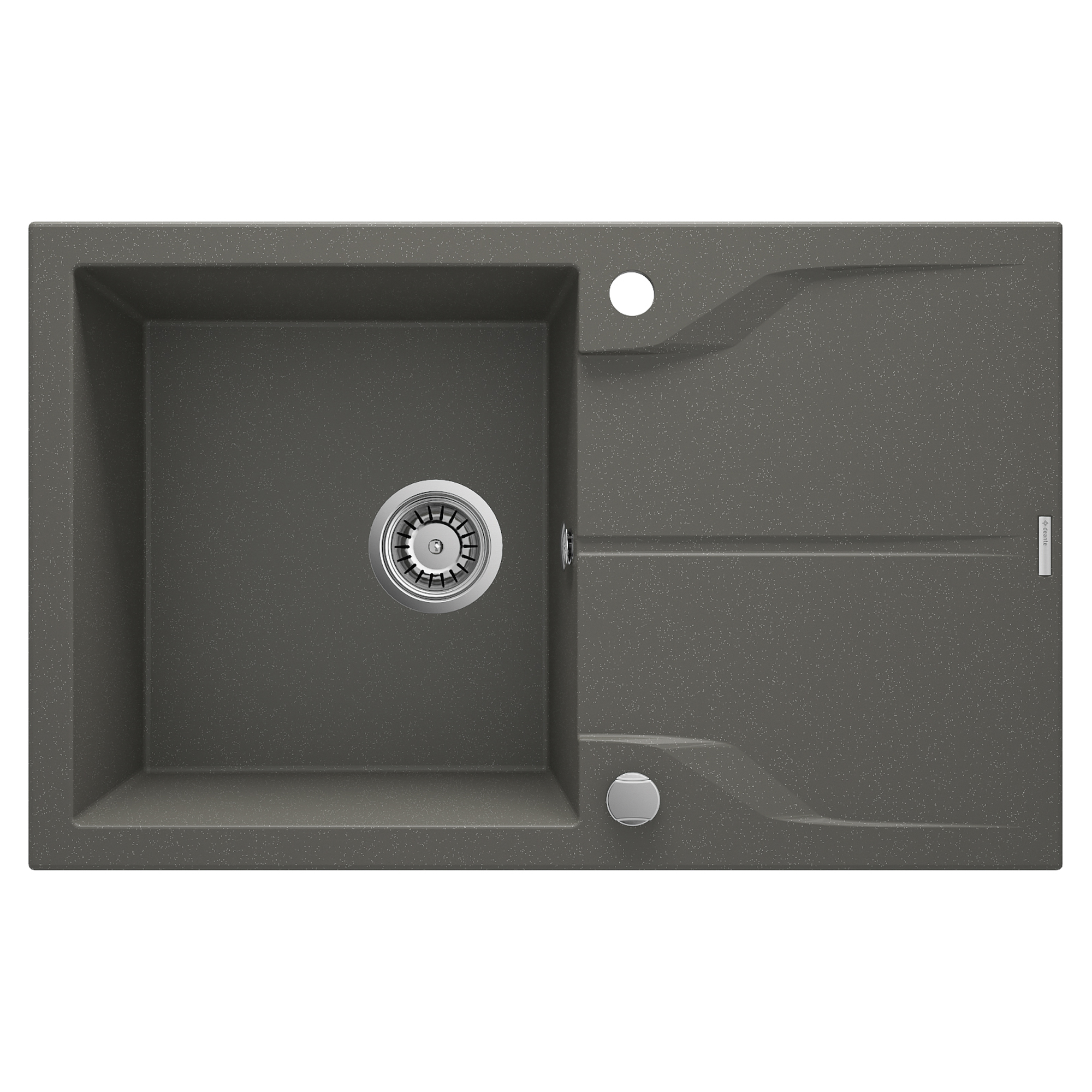 Granitt Kjøkkenvask Andante Antrasitt Metallic Matt 78x49 cm med Vannlås