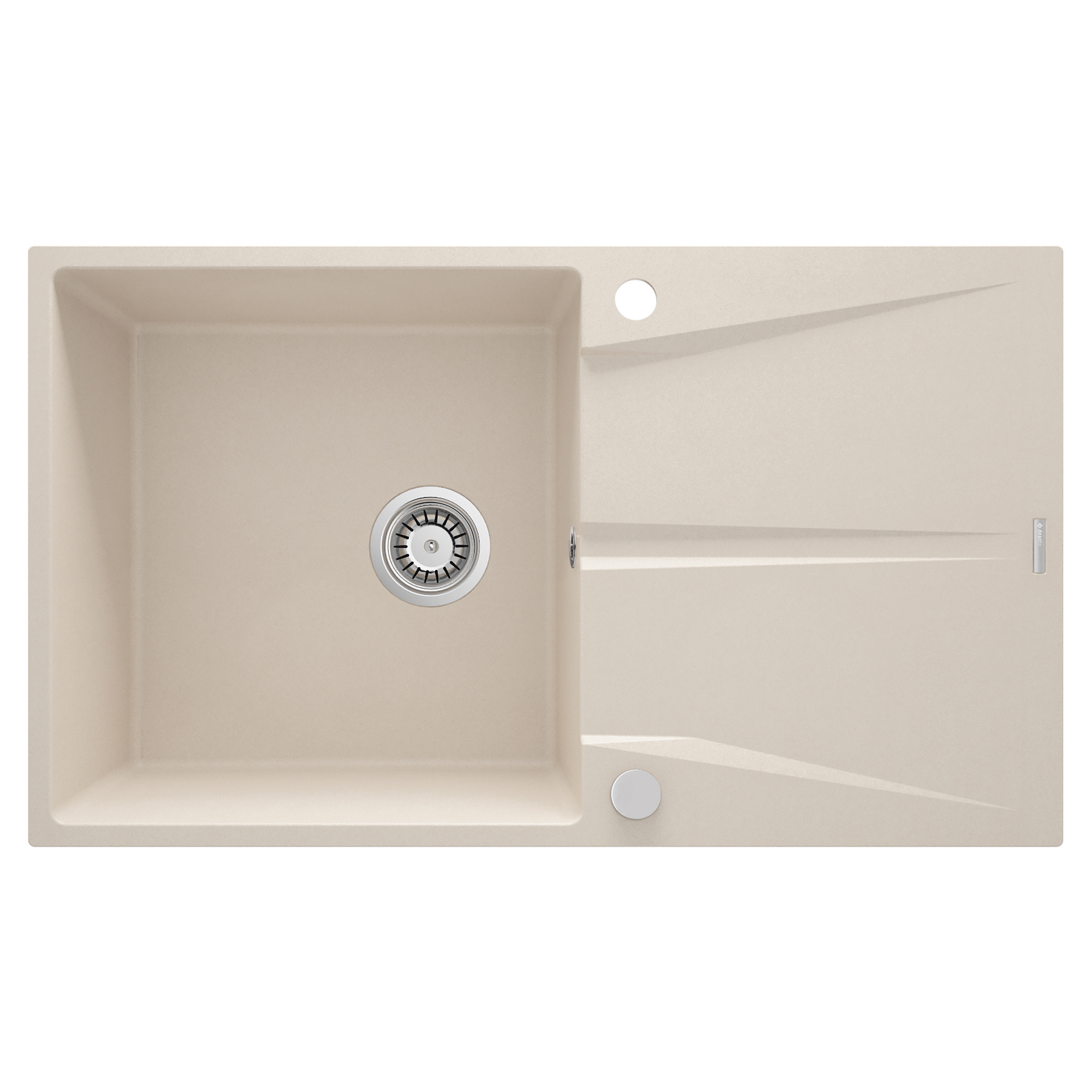 Granitt Kjøkkenvask Corio Beige Matt 86x50 cm med Vannlås