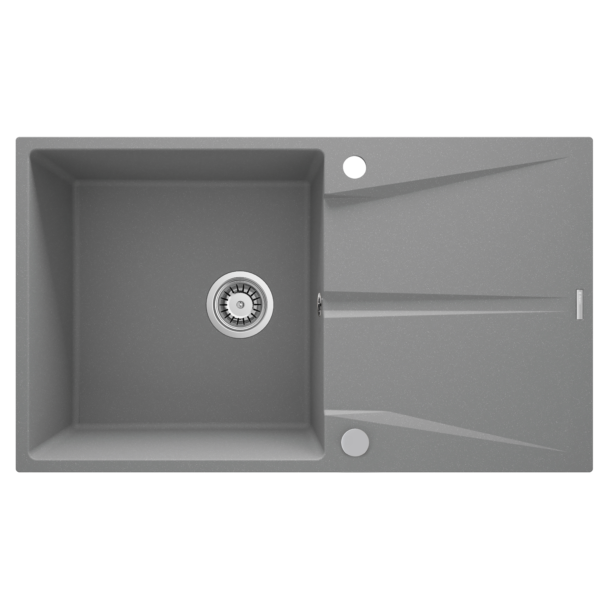 Granitt Kjøkkenvask Corio Grå Metallic Matt 86x50 cm med Vannlås