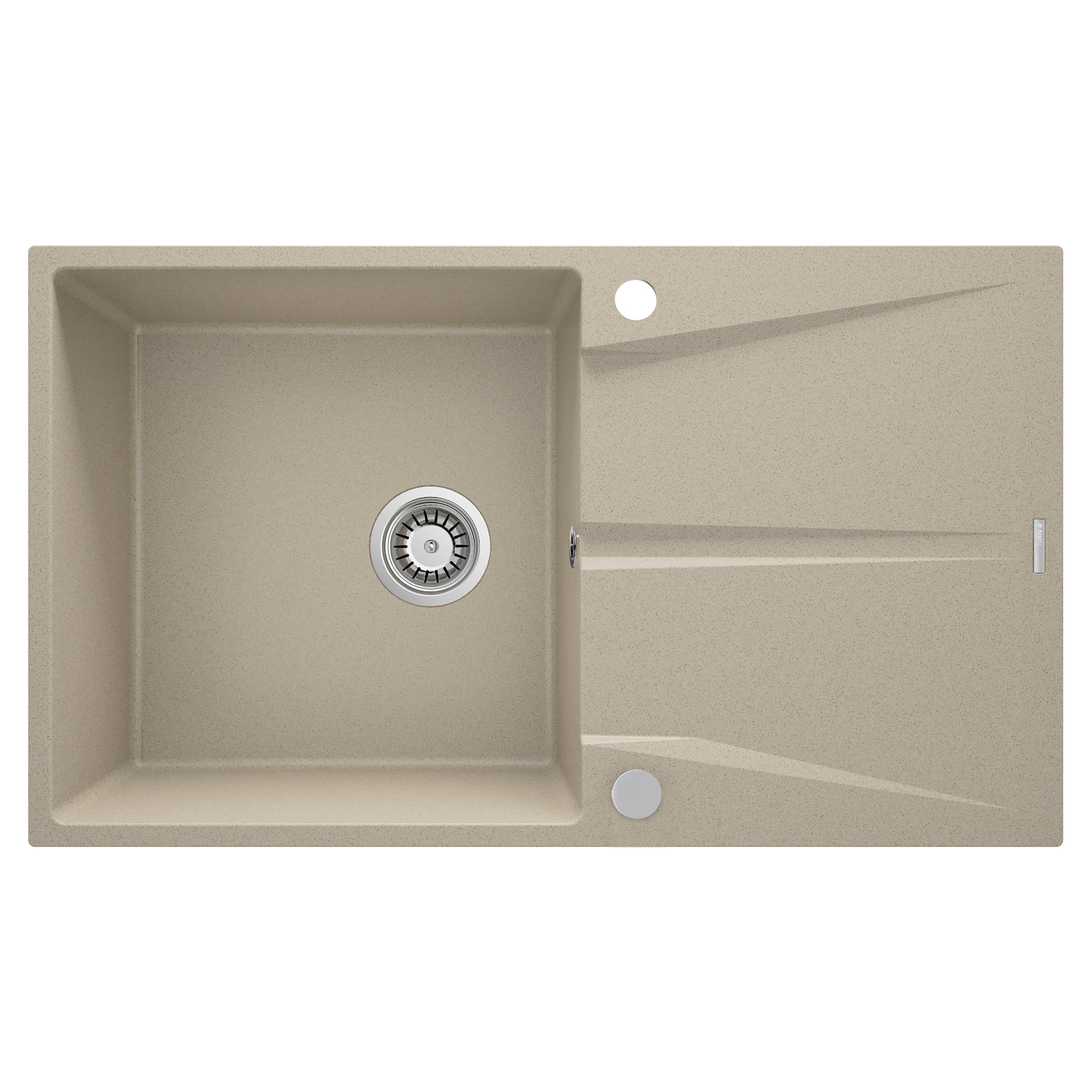 Granitt Kjøkkenvask Corio Sand Matt 86x50 cm med Vannlås
