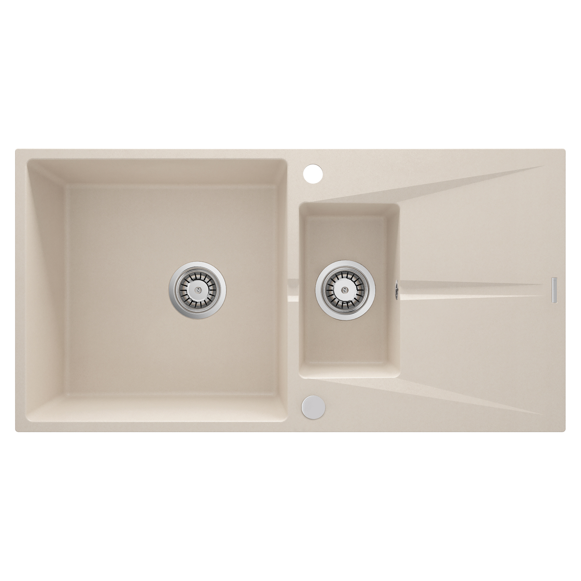 Granitt Kjøkkenvask Corio Beige Matt 97x50 cm med Vannlås