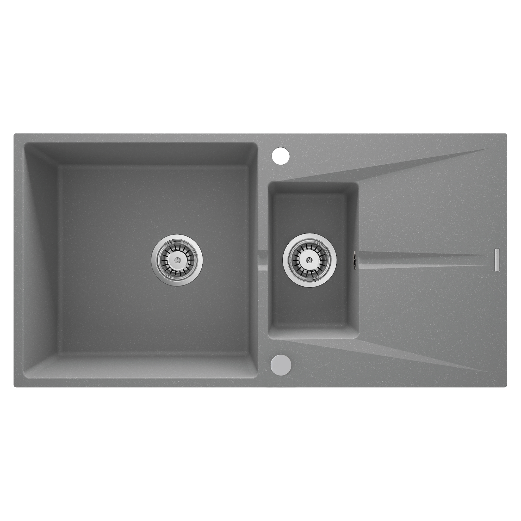 Granitt Kjøkkenvask Corio Grå Metallic Matt 97x50 cm med Vannlås