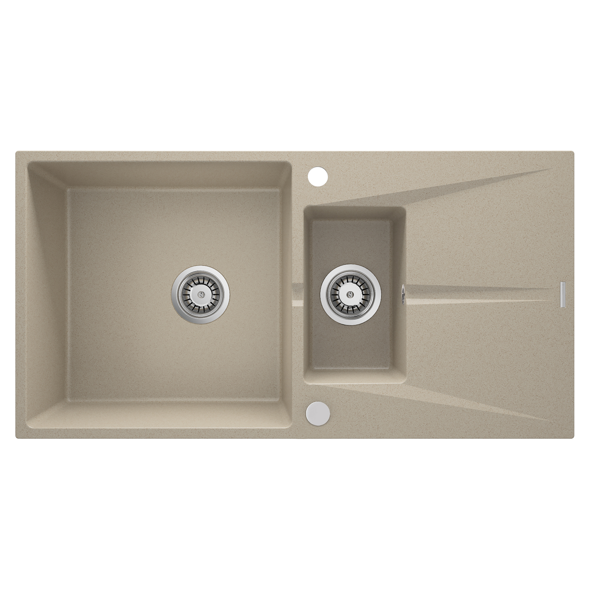 Granitt Kjøkkenvask Corio Sand Matt 97x50 cm med Vannlås