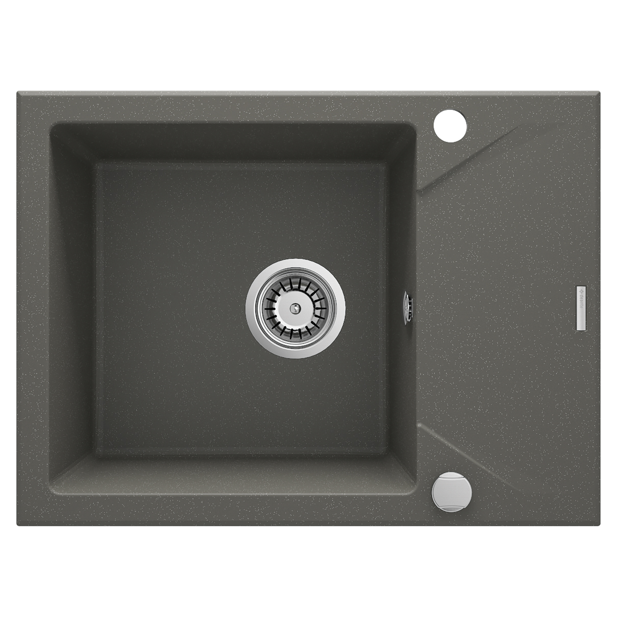 Granitt Kjøkkenvask Evora Antrasitt Metallic Matt 59x44 cm med Vannlås