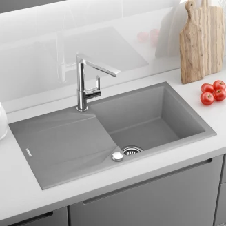 Granitt Kjøkkenvask Evora Grå Metallic Matt 59x44 cm med Vannlås